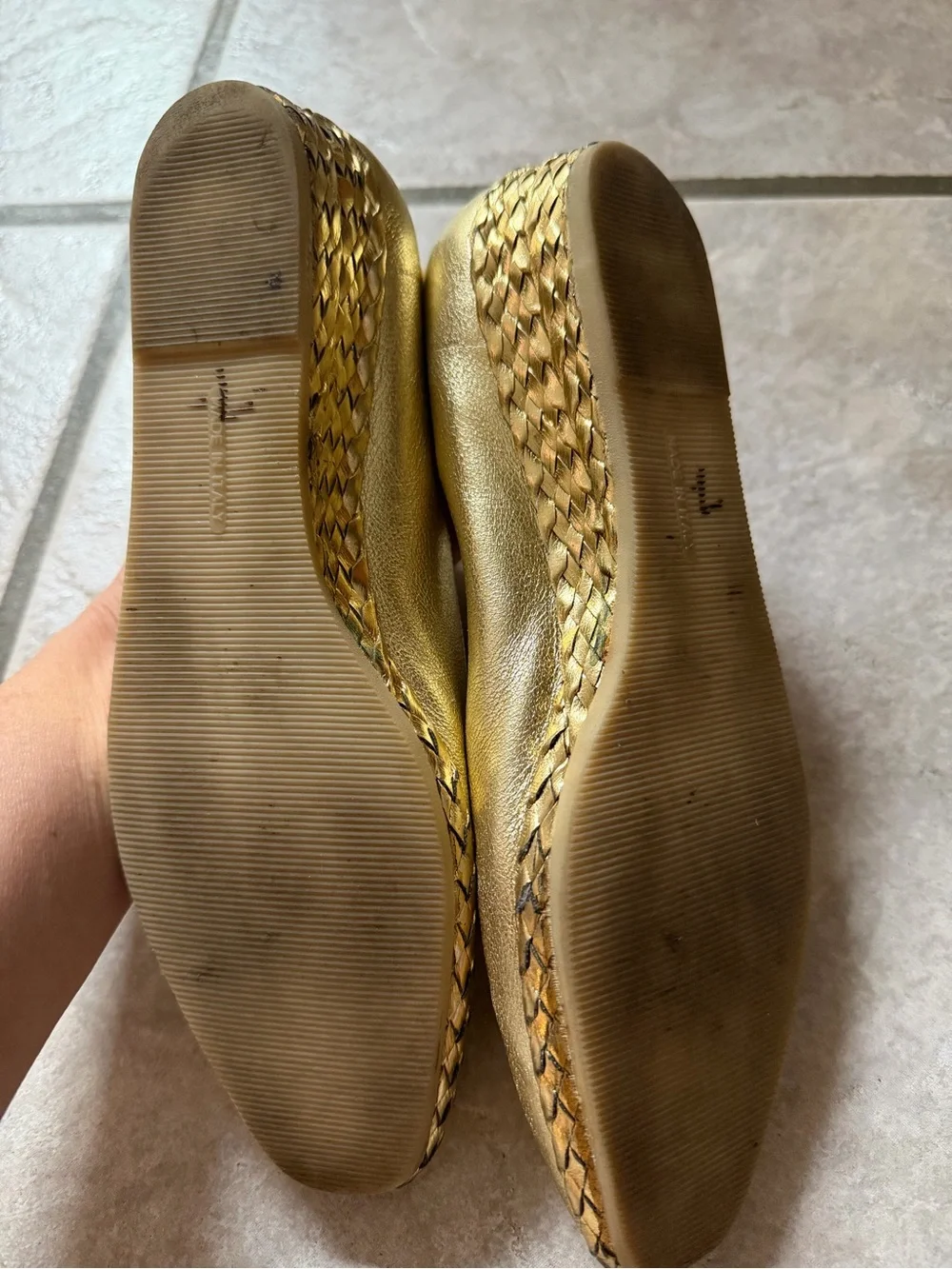 Bally Starry Gold Metallic Sunburst Loafers Leather Flats Italy 37.5
